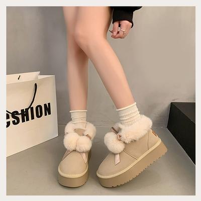 Snow Boots Women's Winter 2025 New Cute Velvet Thickened One-pedal Warm Bread Shoes Cotton Shoes Northeast Cotton Boots