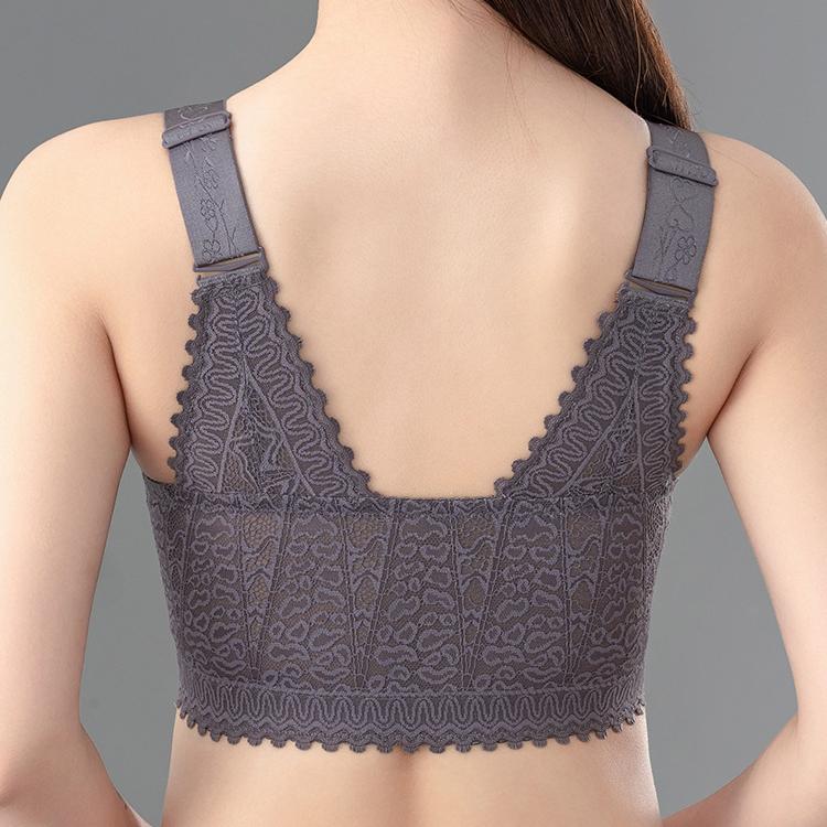 Front Button Beautiful Back Underwear Thin Gathered Anti Sagging Adjustable Bra Women's Plus Size No Steel Ring Bra