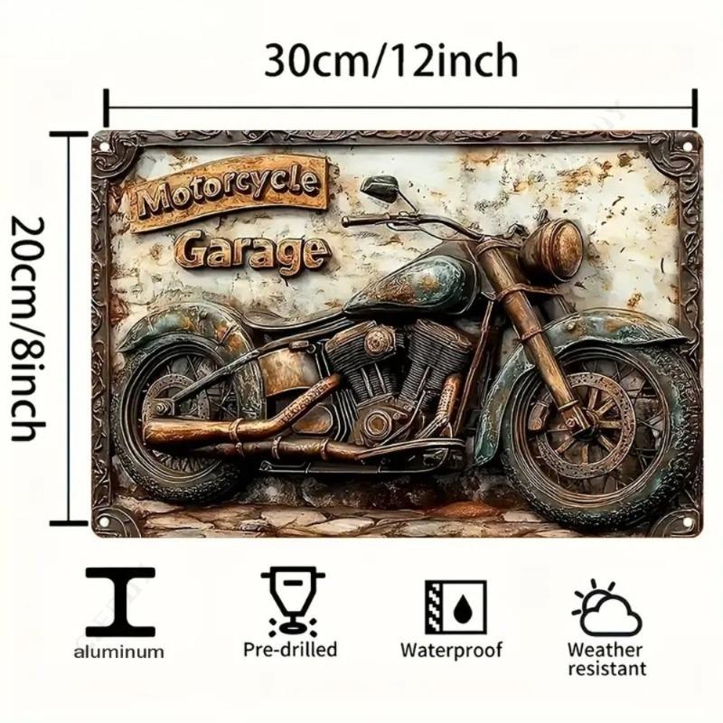 Motorcycle Metal Wall Sign, Garage Bar Decor 20x30cm