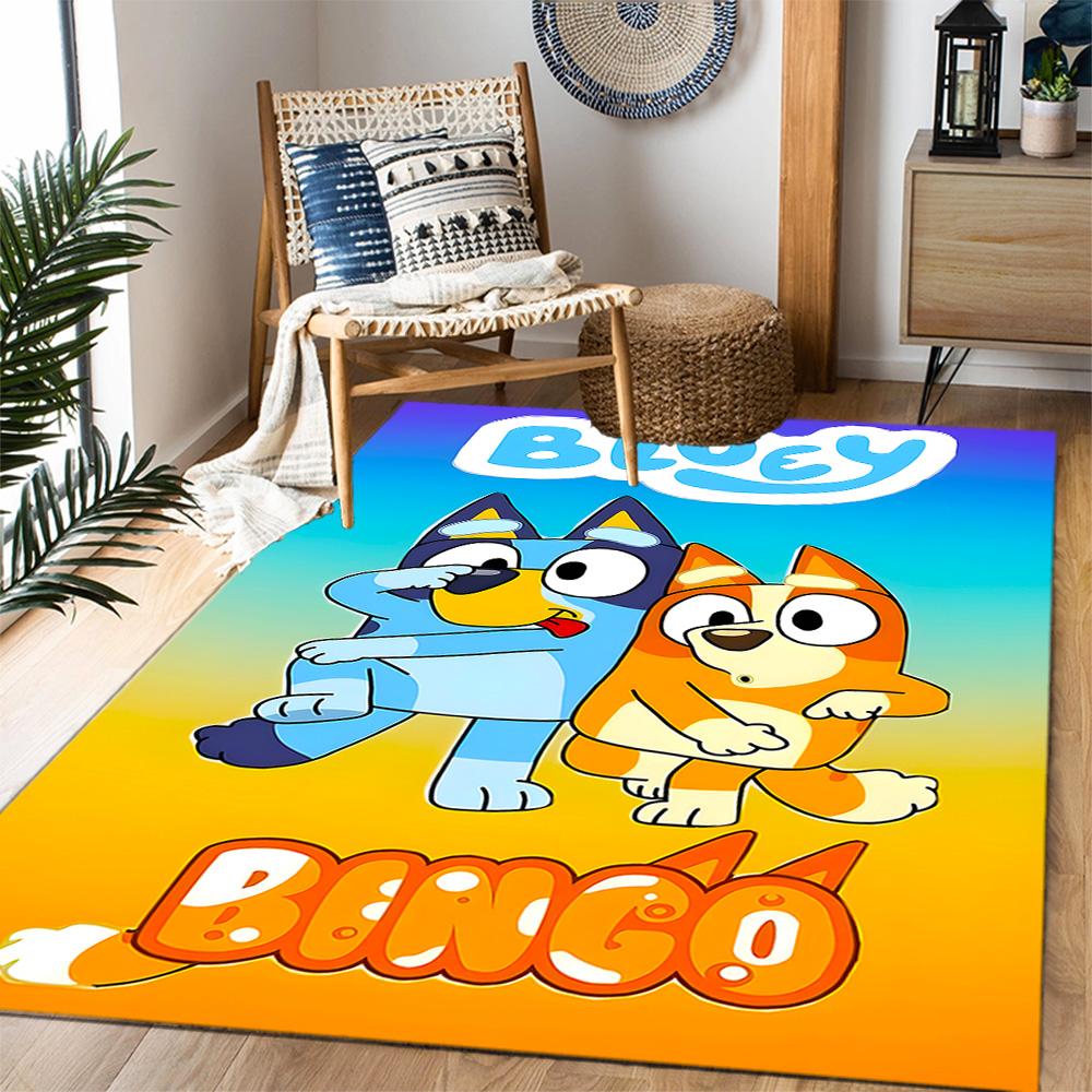 Tappeti Antiscivolo a Tema Bluey's Bus Adventure - Arredamento per la Casa in Poliestere, Adatti per Camere da Letto, Soggiorni, Ingressi, Studi e Decorazioni