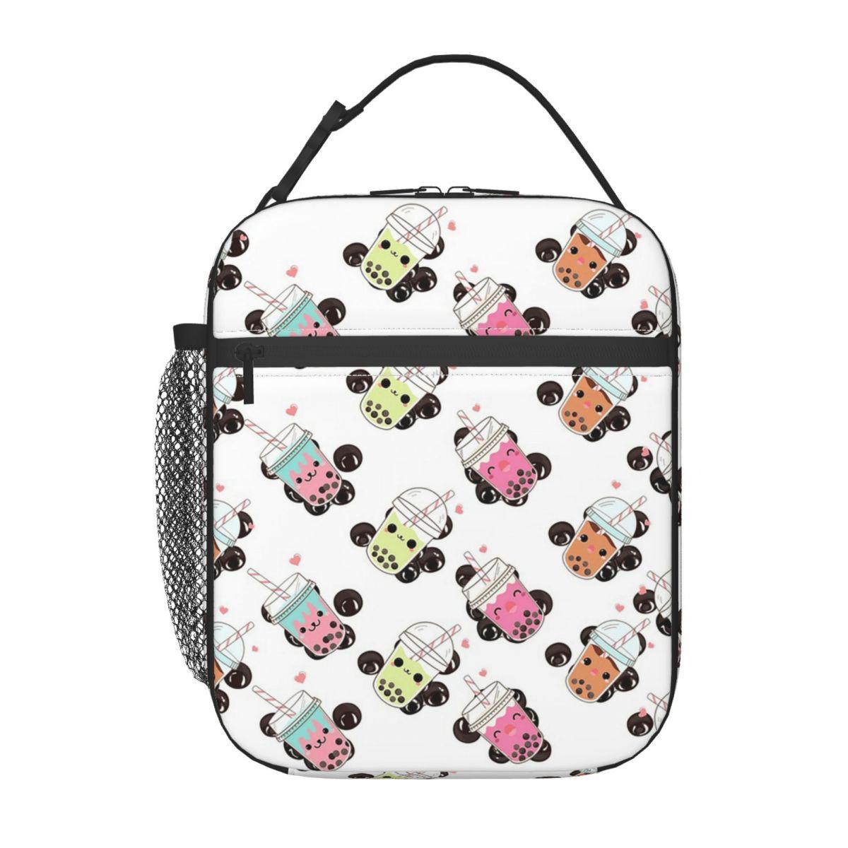 

Cartoon Boba Bubble Tea Pattern Insulated Lunch Bag for Women Kids Portable Food Boxes Thermal Lunch Box Tote One Size