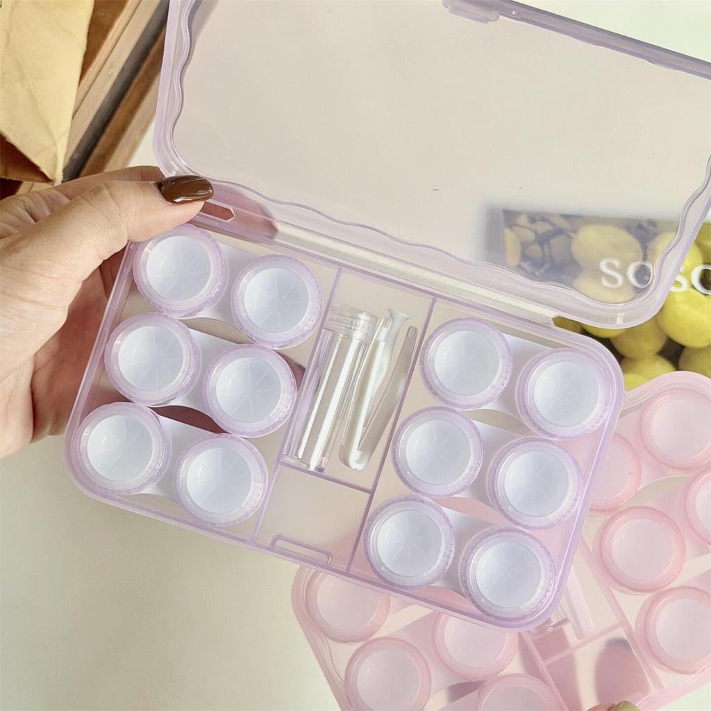 New Large-Capacity Contact Lens Box PVC Contact Lens Storage Box Morandi Color Contact Lens Companion Box Nursing Box