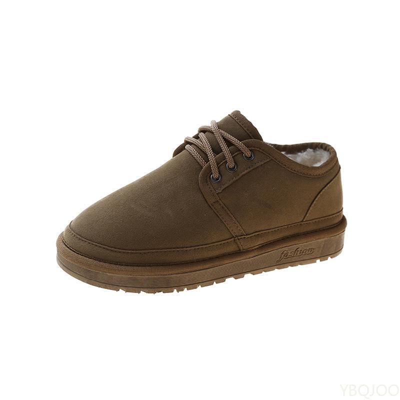 Fashion Winter flat cotton shoes women's shoes round toe lace up minimalist versatile snow cotton retro comfortable snow boots