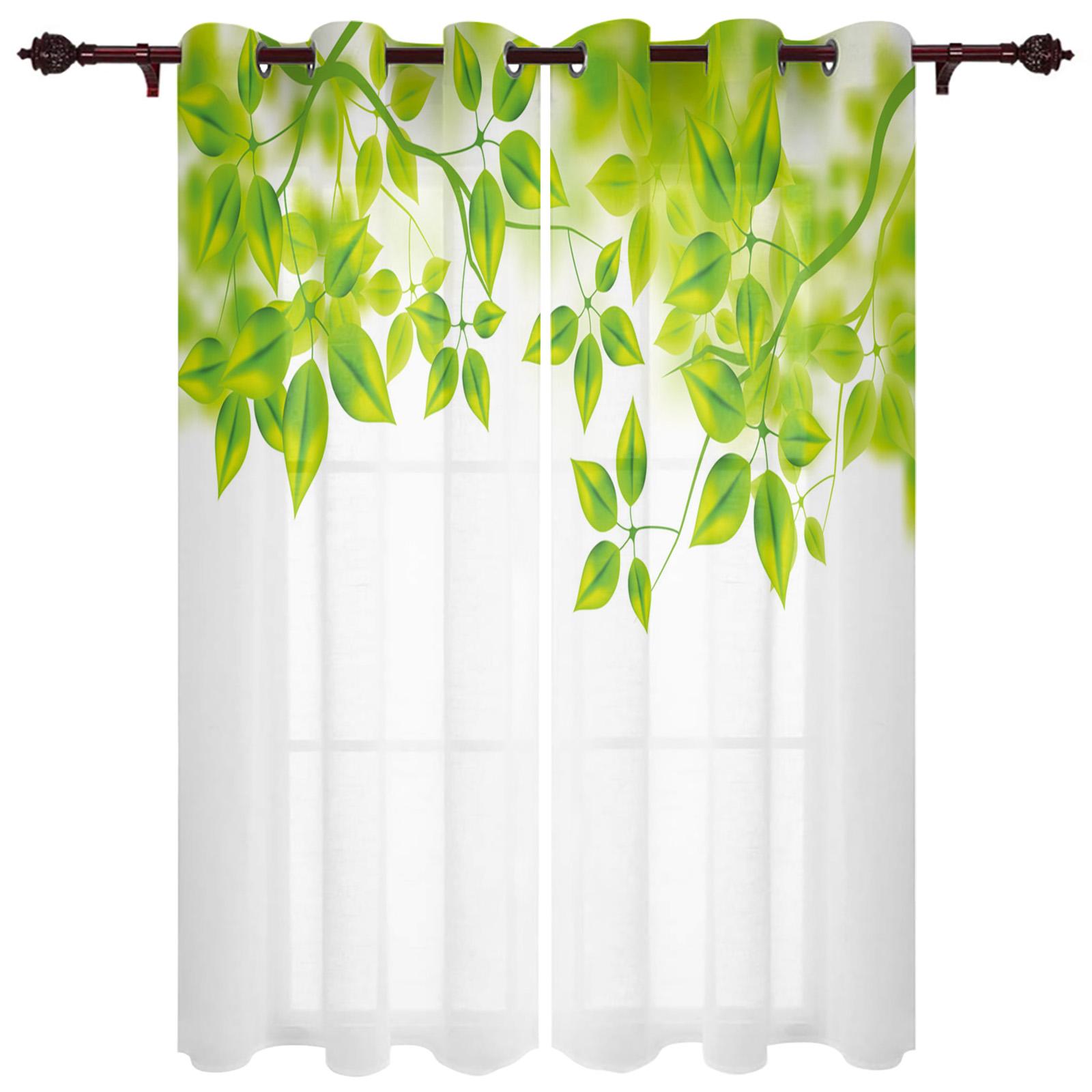 

Завод зеленые листья ротанга оконные шторы спальня кухня шторы панель домашний декор шторы для гостиной 135W x 60H(cm)