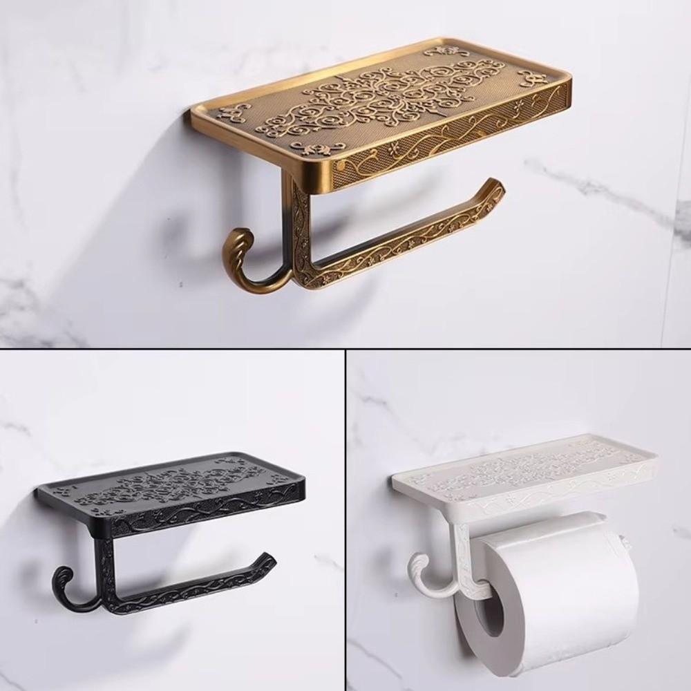 Antique Carved Tissue Roll Rack Vintage Mobile Phone Rack Toilet Paper Holder Bathroom