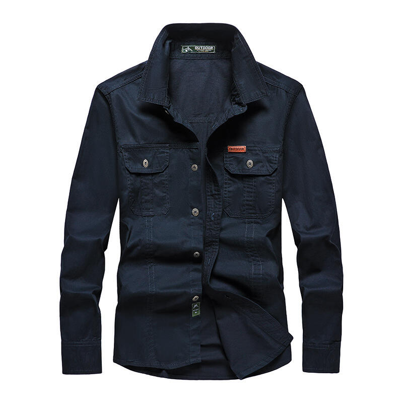 Camicie Cargo in Cotone Primavera Autunno Uomo Manica Lunga Outdoor Casual Stile Papà Top Uomo Camicia Casual Gioventù di Mezza Età Blusa