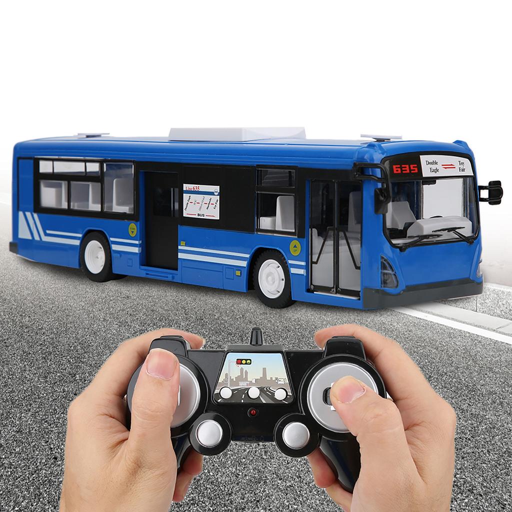 Blue Remote Control Bus 2.4GHz Electric with Simulation Sound Light 1:20 Scale RC Car Model Toy