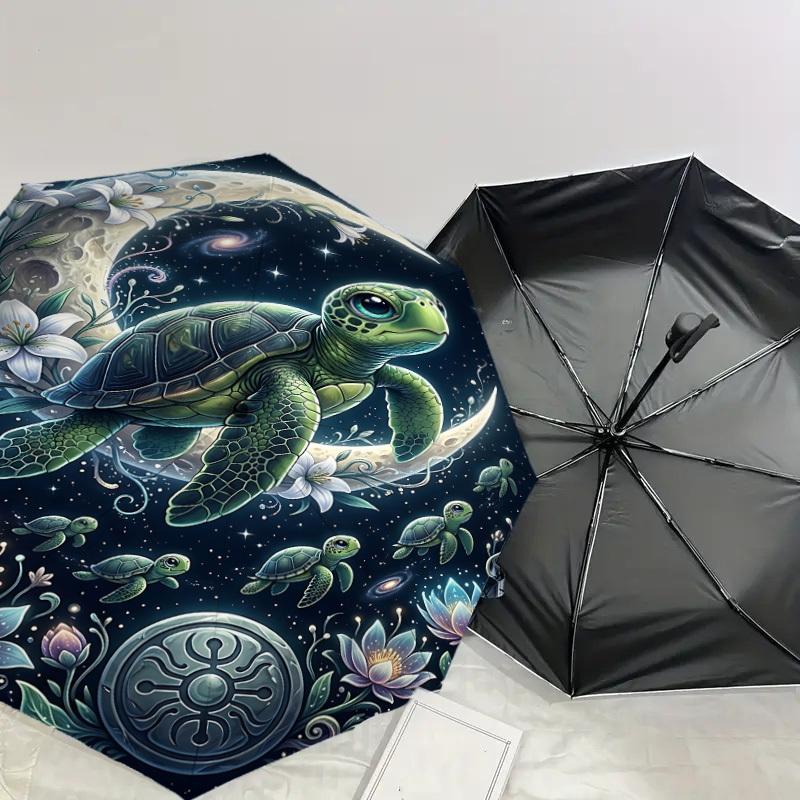 1 Stück Schildkrötenblumen-Regenschirm - 8 Speichen verstärkt, Automatik-Öffnung, Leicht & Langlebig, Modeaccessoire für Draußen, J0412