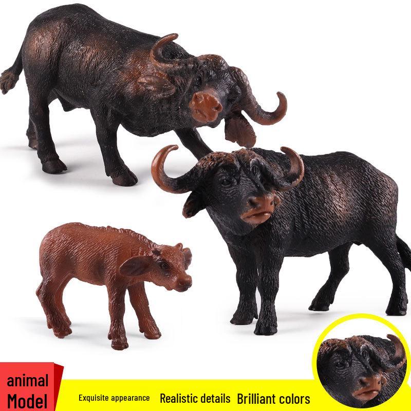 Children's Cognitive Animal Model Toy: Yellow Cow, Buffalo, Rhinoceros, Zebu, Bison, Bull Figurine.
