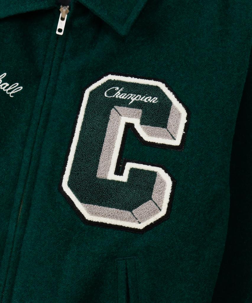 Champion C Logo Award Varsity Jacket Dark Green
