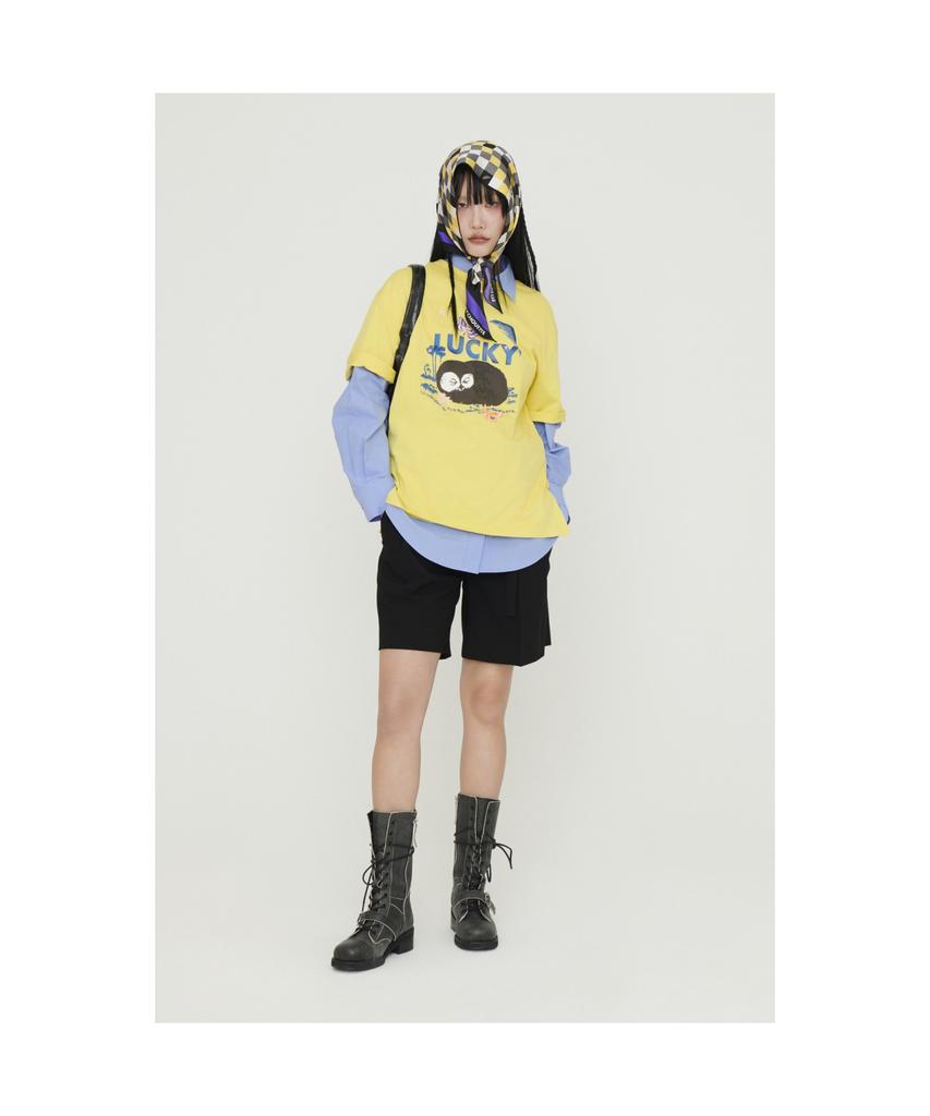 LUCKY CHOUETTE Fabric Belt Sideband Shorts (Black)_Lfpom25200Bkx