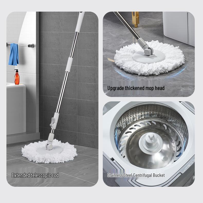 2025 Rotating Spin-Dry Mop with Bucket - Effortless No-Wash Cleaning for Easy Home Use