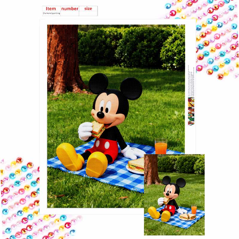 Disney Mickey Mouse picnic sandwiches 5D handmade diy diamond painting, home wall decoration