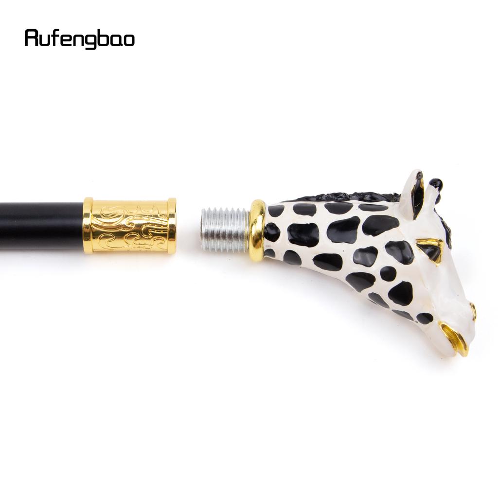 Ceramic White Black Giraffe Head Metal Fashion Walking Stick Decorative Party Walking Cane Halloween Mace Wand Crosier 95cm