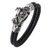 Domineering Lion Head Animal Bracelet Men\'s Stainless Steel Braided Chain Wristband Bracelet Hip Hop Jewelry