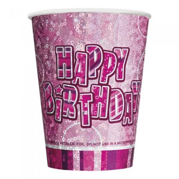 Unique Party 9oz Prism Cup - Pink Glitz