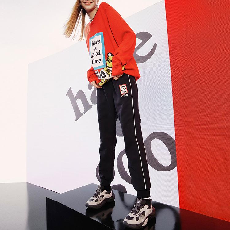 New FILA Co Branded Year Of The Tiger Collection Knitted Sweatpants Women's Jet Black F11W219806F-BK