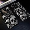 Heavy Duty Shockproof Black Art Skull Case For Iphone 17 Air 16 16e 15plus 14 13 12 11 Pro Max Matte Protective Back Cover