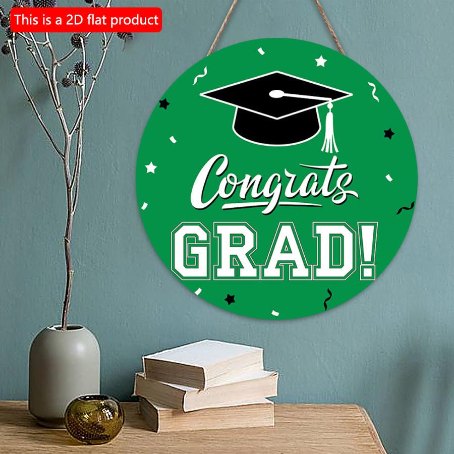 2D flat 20*20cm 1pc Graduation Cap pattern School Grad Party Green wooden Decor, Simple and atmospheric style good quality Congratulation Graduation