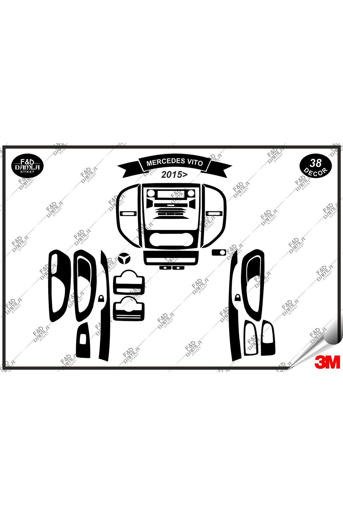 

Mercedes Vito 2015 Torpido Konsol Trim Göğüs Maun Kaplama Set 38 Parça Siyah