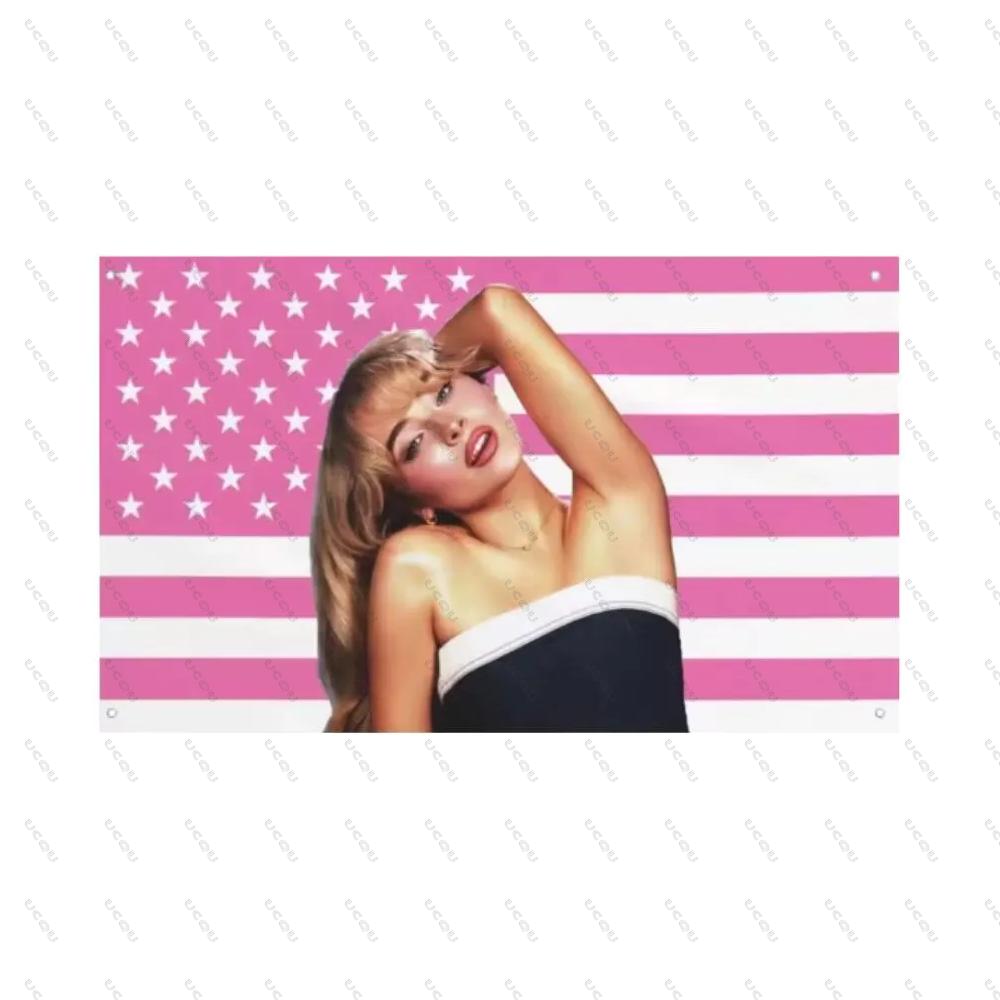 S-Sabrina C-Carpenter Flaga USA Amerykańska Flaga Gobelin Gwiazda Popu Wystrój Pokoju Baner Koncertowy Prezent Pokój Fana Akademik Dekoracja Ścienna Prezent 60X90cm