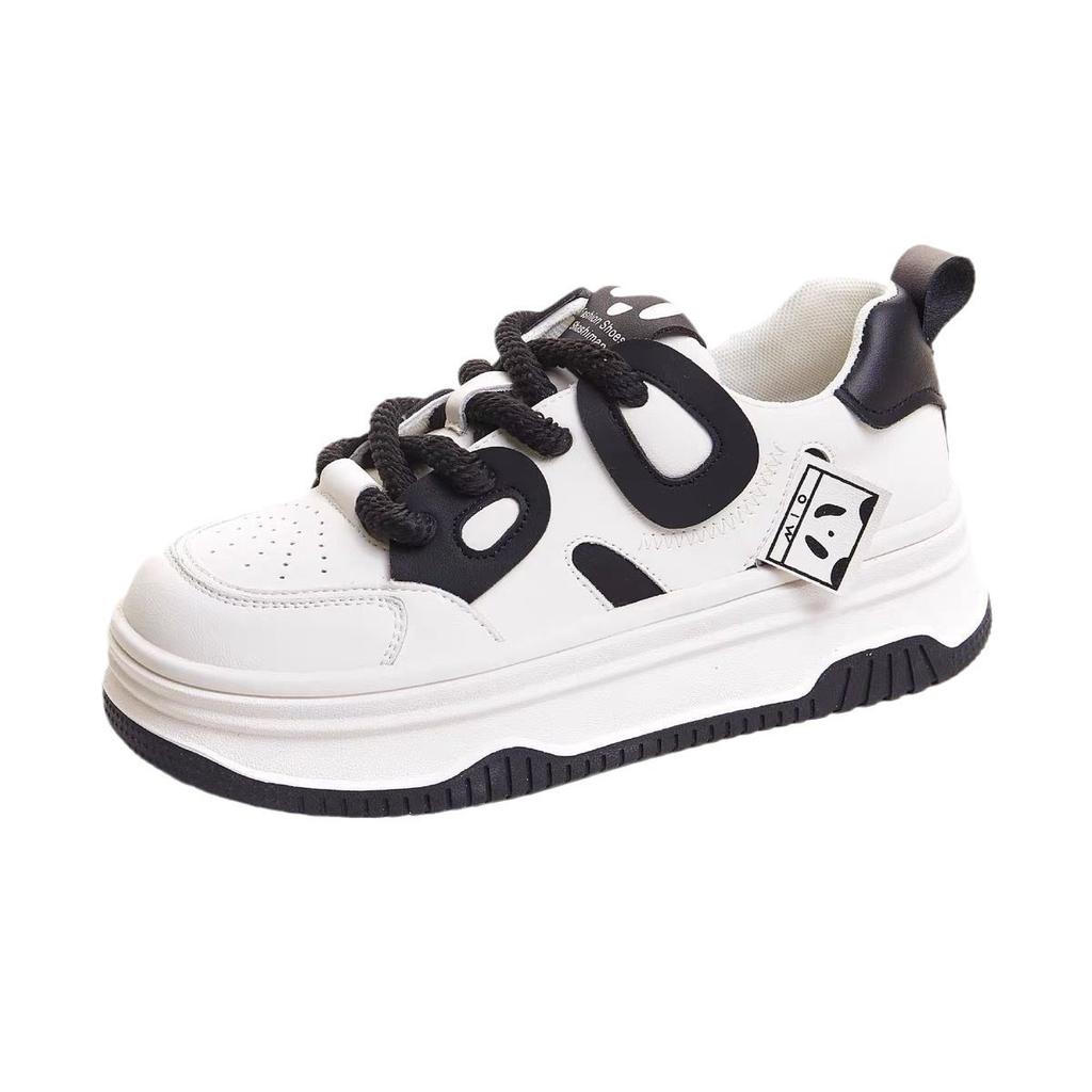 Platform white shoes women's black and white panda board shoes summer new versatile casual sports dad shoes