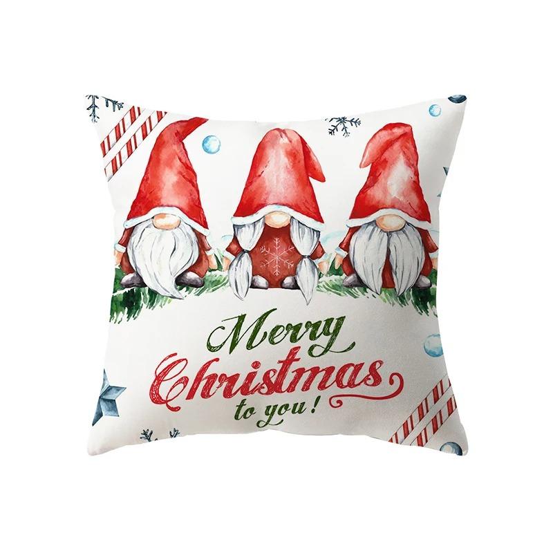 Christmas Theme Santa Claus Print Pattern Cushion Cover For Home Living Room Sofa Decoration Pillow Cover