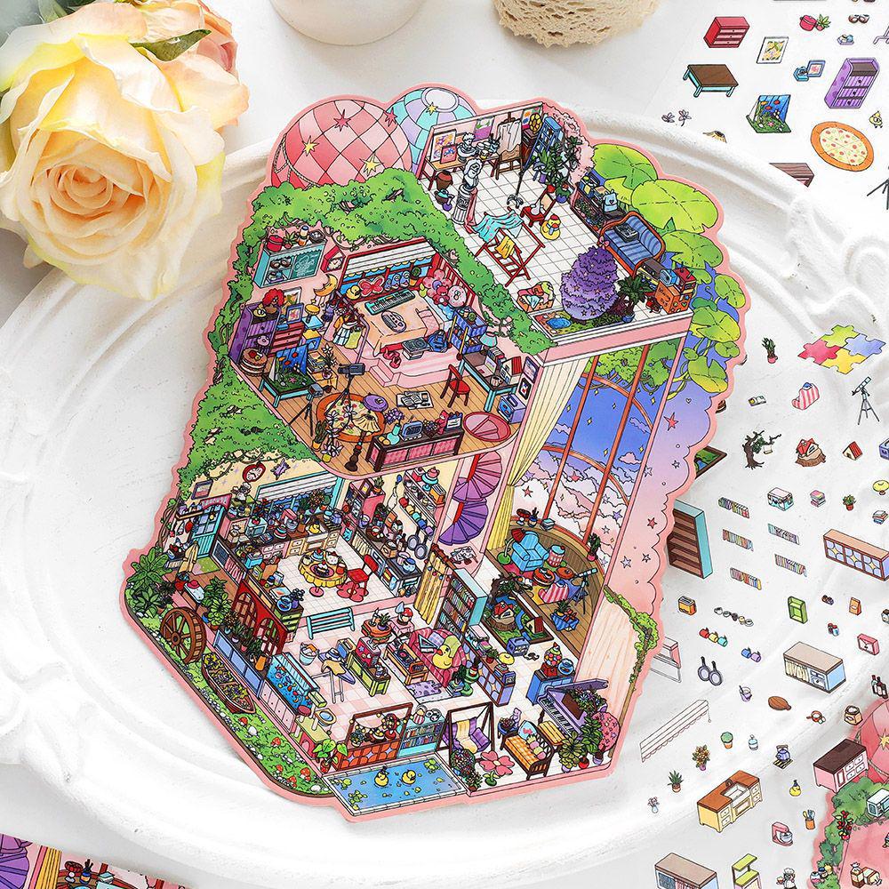 PaperMore Large 2.5D Miniature Scenery Stickers - Ninth Series for Creative Journaling and De-stress Scenes.