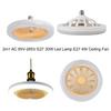 Deckenventilatoren mit Beleuchtung 30W Dimmbare Ventilatorlampe Modern Smart E27 Lampenkopf Ventilatorleuchte für Zuhause