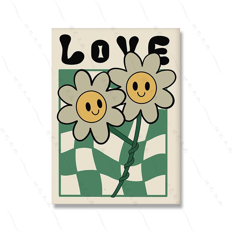 Retro Quote Print Flower Trendy Wall Art Poster Cartoon Kids Room Home Canvas Painting Modern Bear Sunflower Wall Decor Pictures