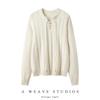 Lekasha Women's Cashmere Cable Knit Base Layer - Autumn/Winter, Seven-Gauge, Lace-Up, Loose Fit, Thick Round Neck.