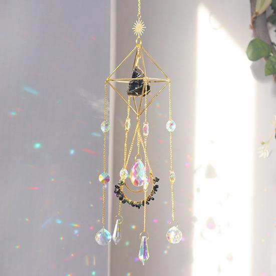 Faux Crystal Suncatcher for Window Natural Stone Rainbow Maker with Prism Pendant for Indoor Outdoor
