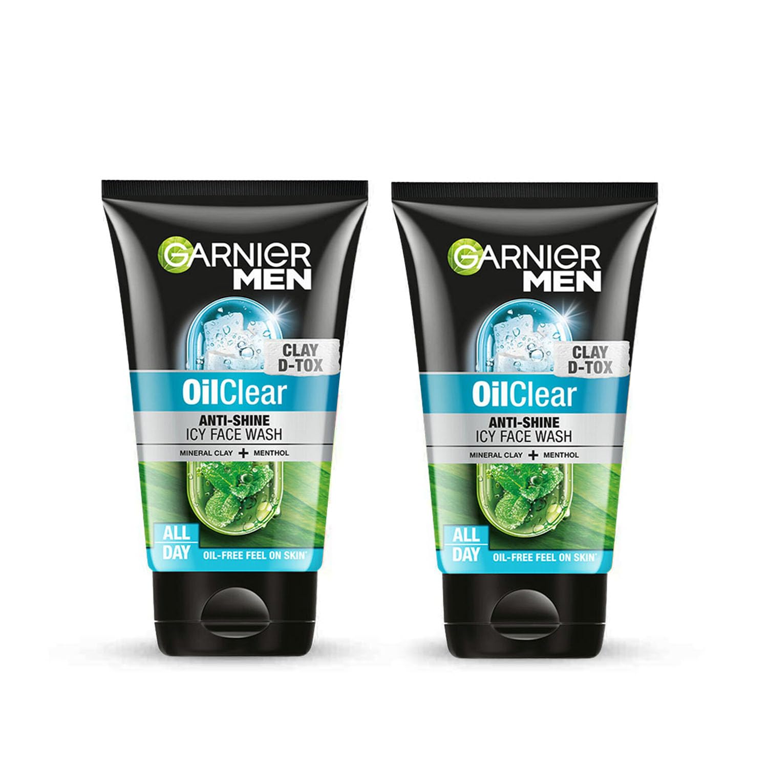 Garnier Men Oil Clear Deep Cleansing Face Wash, Mineral Clay and Menthol for Oil Free Feels, 100g (Pack of 2)