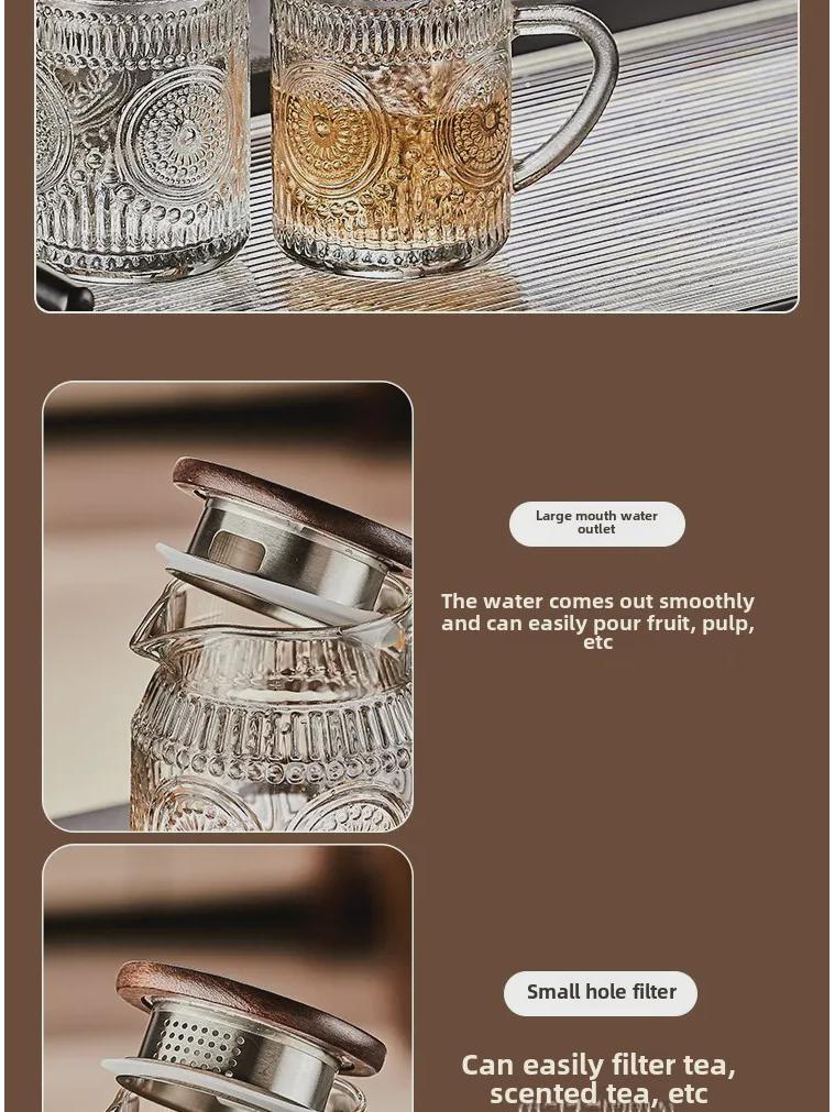 Stylish Heat-Resistant Glass Kettle with Handle - Large Capacity Flower Teapot for Cool Drinks