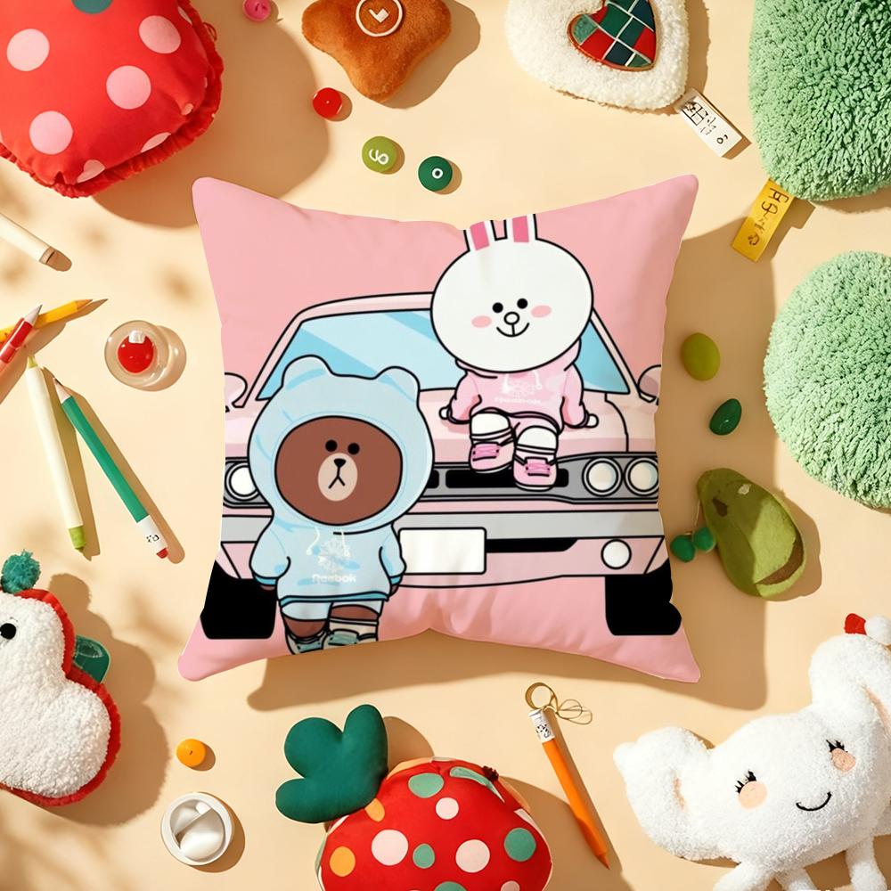 Kingdom L-Line F-Friends Pillow Case Plush Fabric Soft Double-Sided Printed Sofa Warm Winter Home Gift Cushion Cover