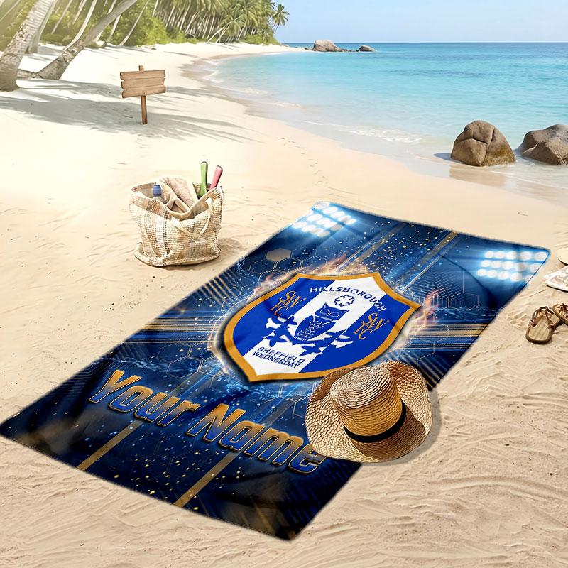 Sheffield Wednesday FC Spersonalizowany Drukowany Ręcznik Plażowy Logo Piłkarskie Wsparcie Niestandardowe Imię Tekst Chłonny Ręcznik Do Sportu Podróży Specjalny Prezent