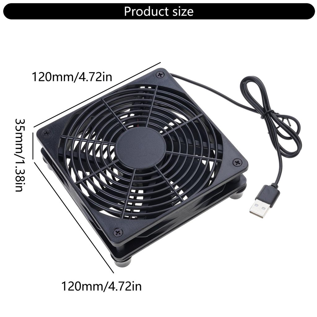 DC 5V USB Powered Router Fan Heat Dissipation Stents PC Cooler TV Box Wireless Cooling 120mm with Protective Net Qui