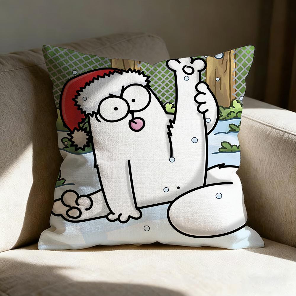 S-simon's Cute Cat Pillow Case Pillowcase, Double-sided Printed, Sofa Cushion, Bedroom Headboard Pillow