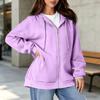 Kadın Astarlı Tam Fermuarlı Kapüşonlu Sweatshirt, Sonbahar Kış İçin Günlük Kapüşonlu Sweatshirt
