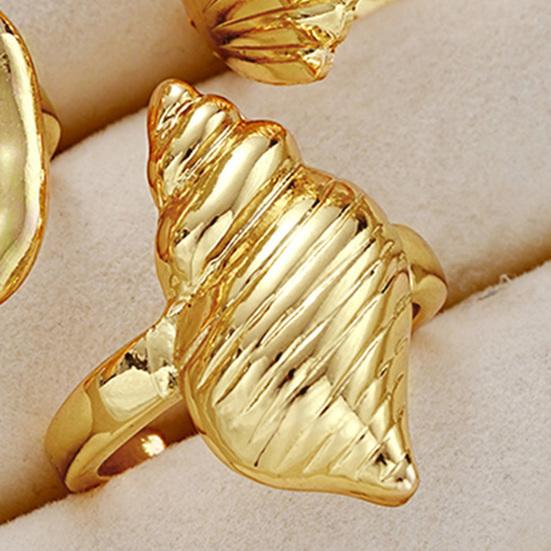 5Pcs Ocean Beach Ring Men Women Golden Starfish Shell Sea Snail Finger Ring Adjustable Opening Alloy Coastal Ring Fashion Jewelry