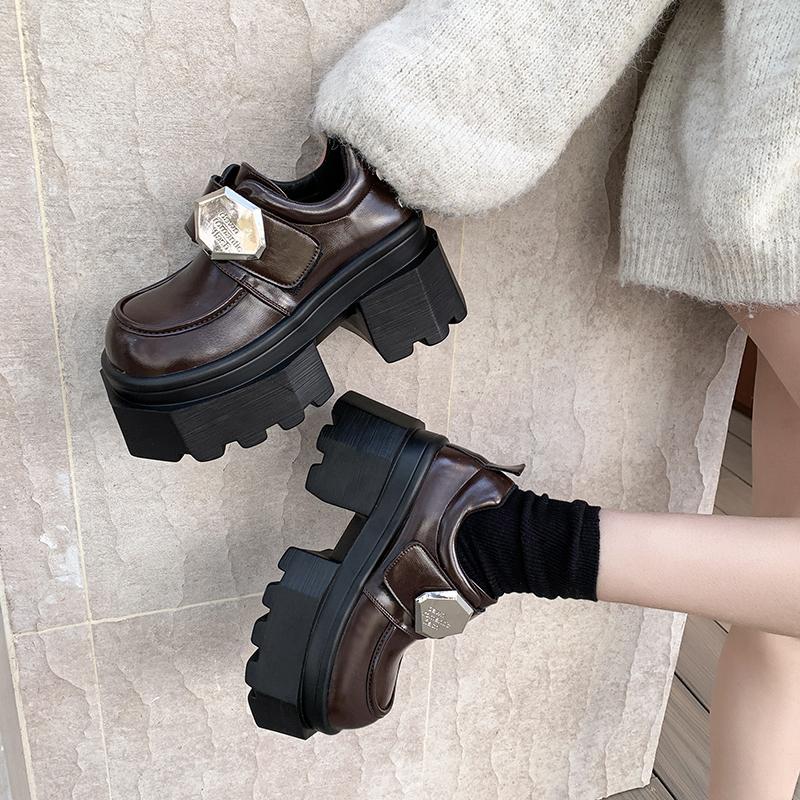 Fashion 9CM New Spring Women Pumps Mary Jane Lace Up Loafers Girls Lolita Shoes Puck High Heels Platform Pump Shoes Cosplay Female Shoes
