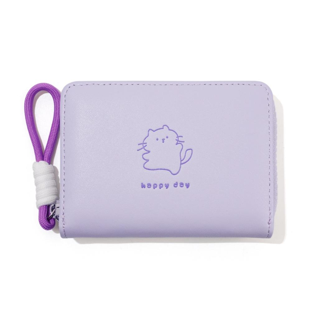 

Kawaii Student Fold Card Holder Cartoon Coin Purse Simple Women Wallet Girls фиолетовый