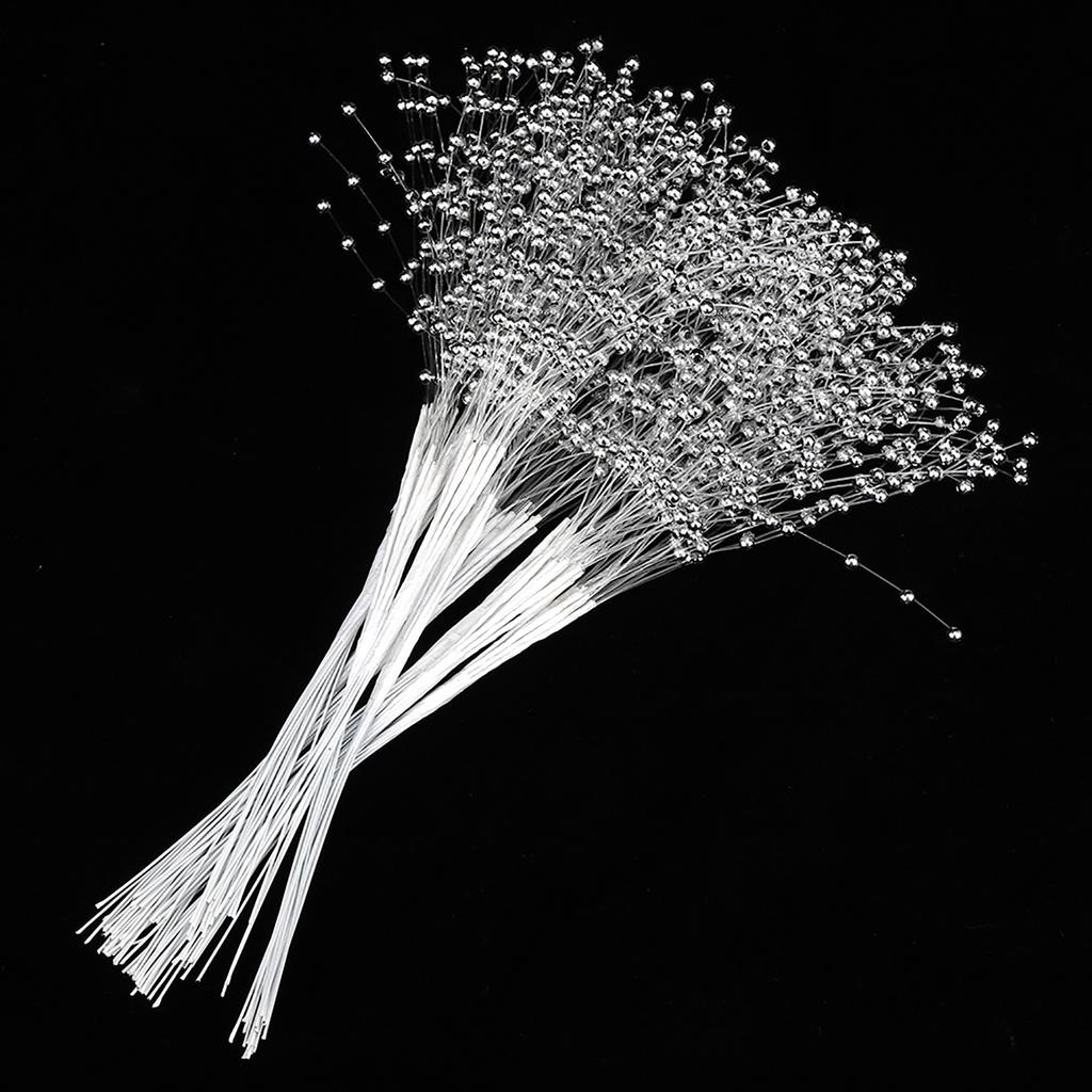 100Pcs Pearls Sticks Wearable ABS DIY Decoration Accessories for Wedding PartySilver