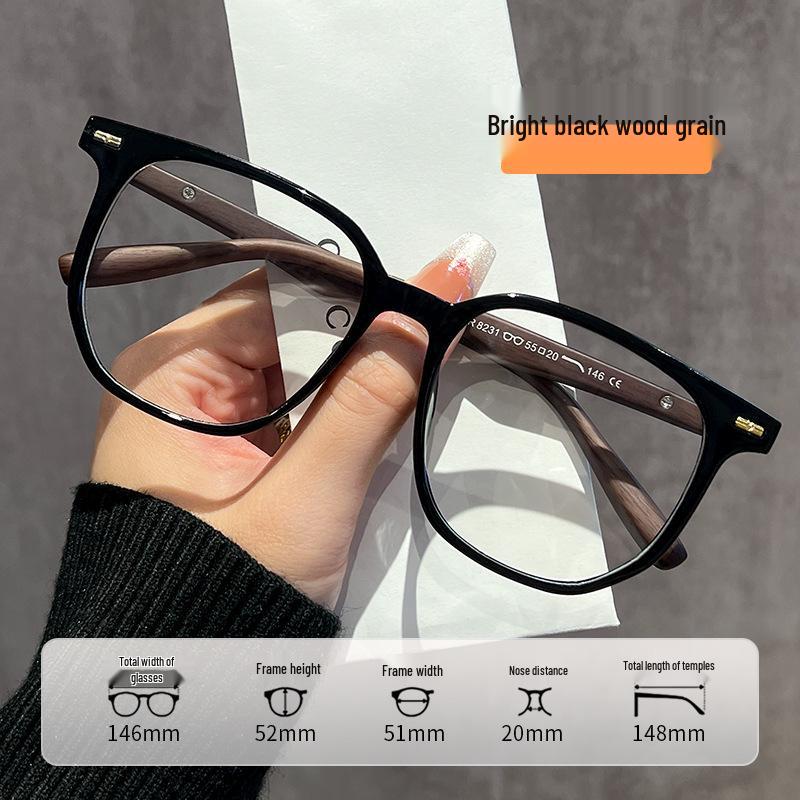 

Korean Style Black Large Anti-Blue Light Glasses for Women - Slimming Square-Round Frame, Internet Celebrity Look (Model 8231)