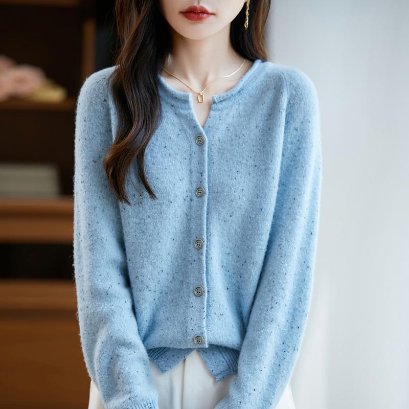 QingHe Cashmere Women's 30% Cashmere Cardigan - Soft & Warm Wool Blend Sweater