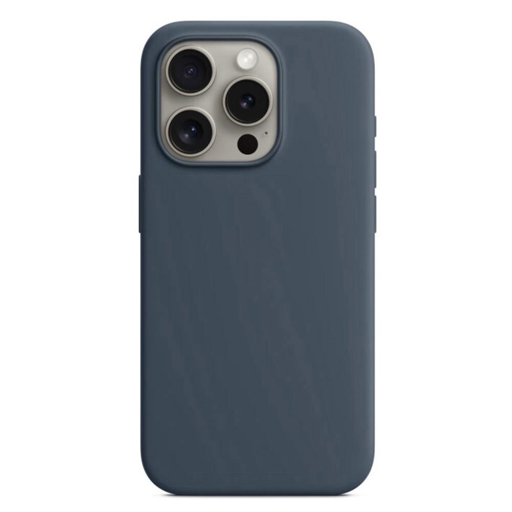 

Защитный чехол из жидкого силикона для задней панели телефона iPhone 15 Pro Max Navy Blue