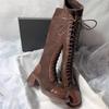 Cross-tied Over The Knee Boots for Women Autumn Winter Shoes Low Heeled Long Boots Sexy Suede Thigh High Boots New Botas Mujer