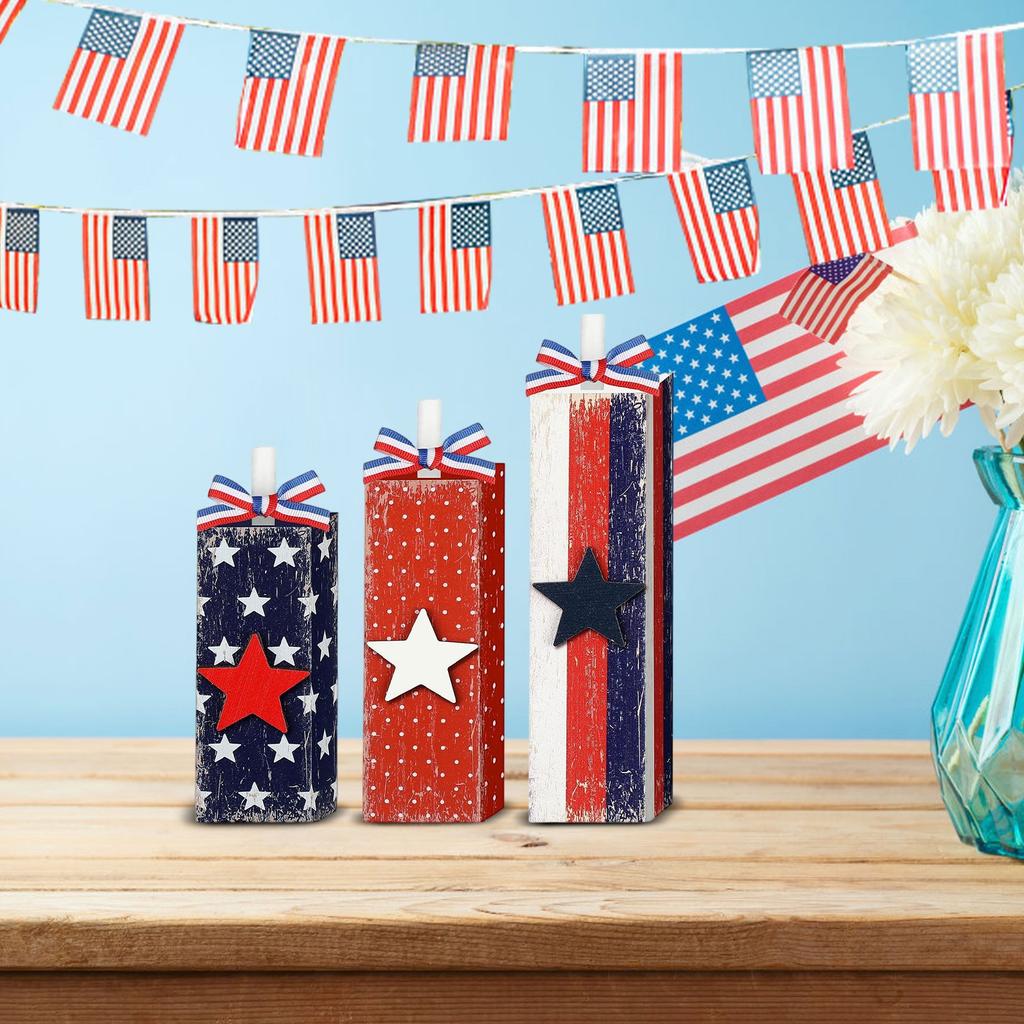 Amerikanischer Unabhängigkeitstag Holzsternschild Stehende Tischdekoration