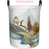 Abstract Tree Golden Deer Laundry Basket Waterproof Oxford Cloth Organizer Basket Collapsible Clothes Hamper with Handle Toy Gif