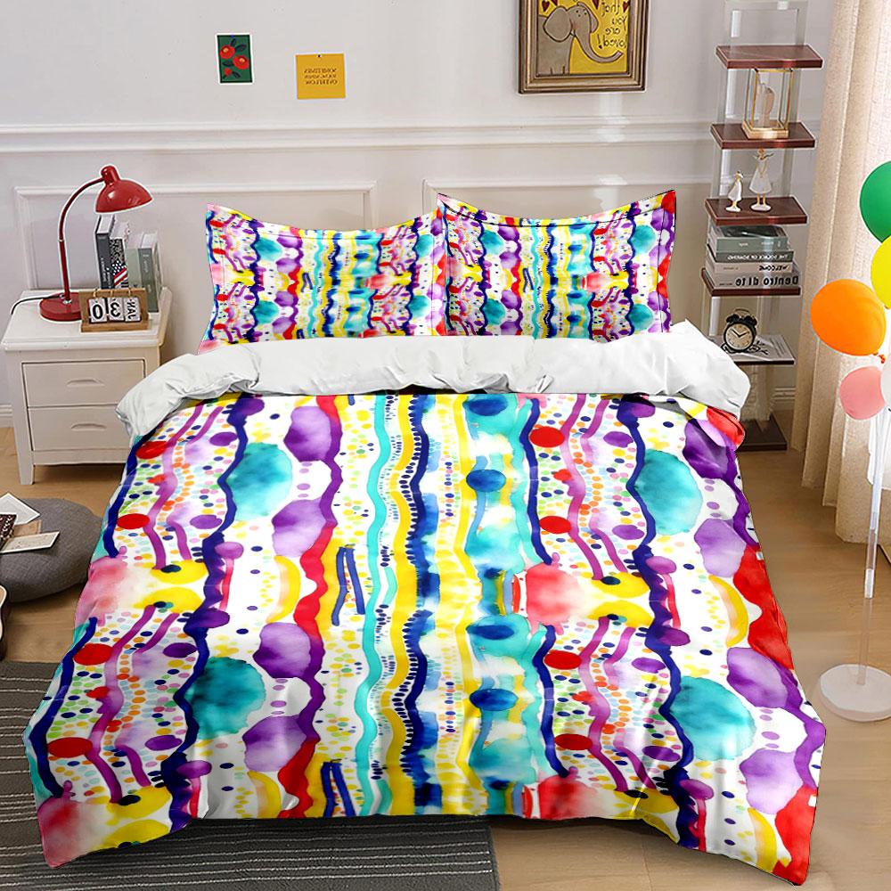 

Colorful wavy stripes. Bedding sets Duvet cover sets Duvet covers Pillowcases(1 * Duvet Cover 2 * Pillowcases, without duvet insert) 135x200cm